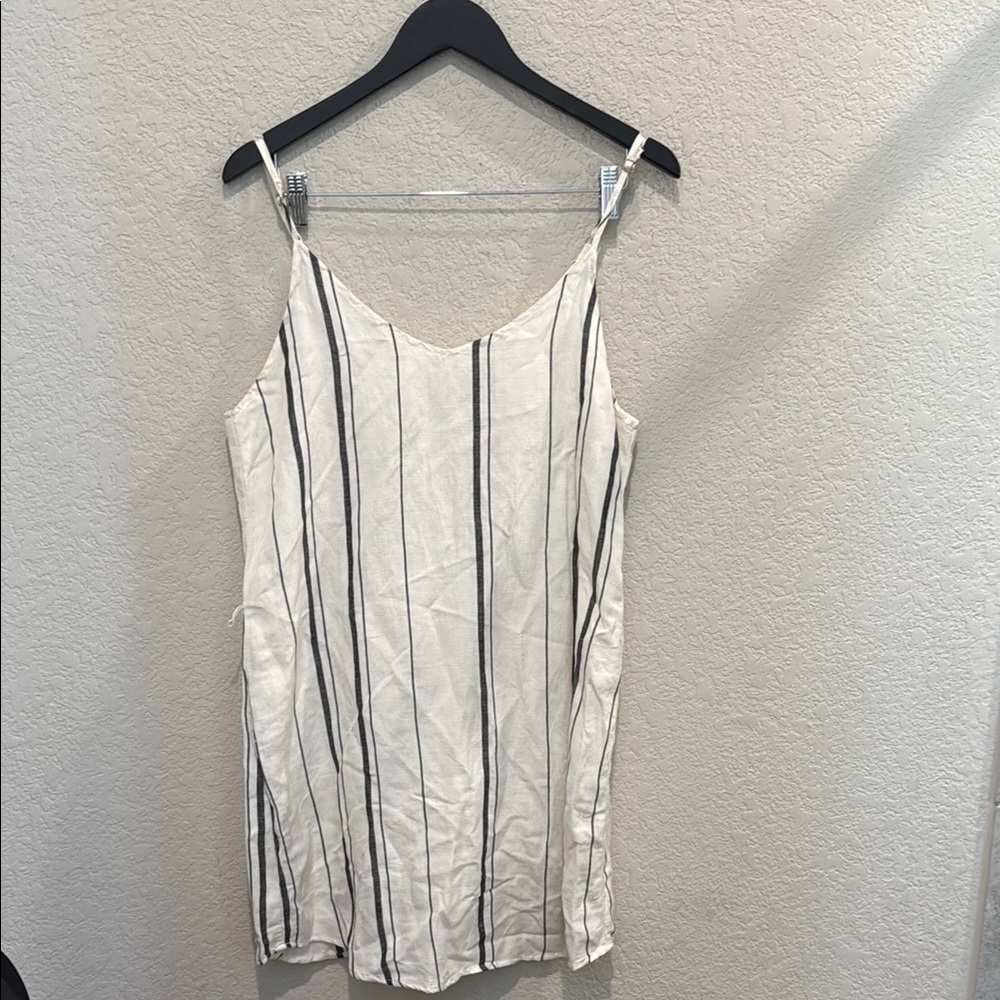 Thread and Supply Striped Cream and Black Women's linen dress size M